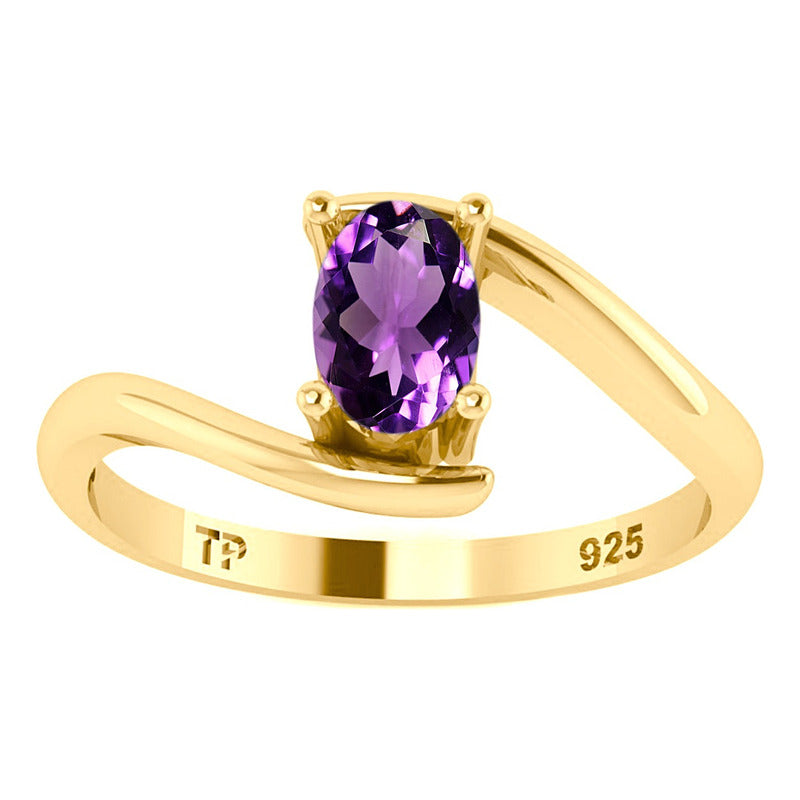 Anel Miami Prata 925 Dourada Ouro 18k - Ametista