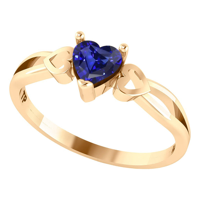 Anel Eterno Coração Pura Prata 925 Dourada Ouro 18k Safira