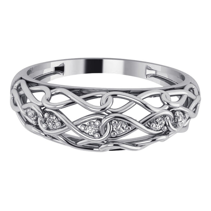 Anel Zircônias Infinito Pura Prata 925 - Feminino