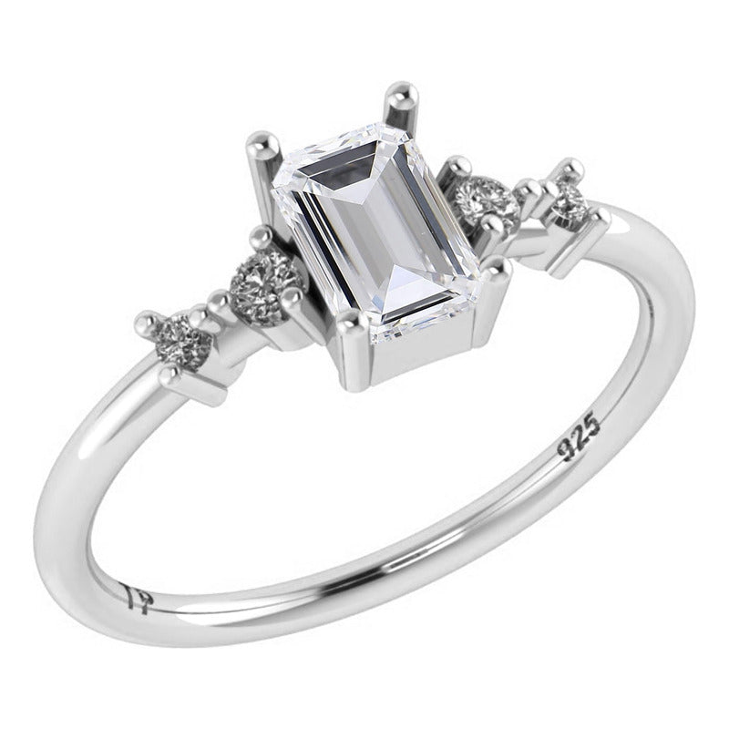 Rectangular Vienna Ring Pure 925 Silver - Zirconia