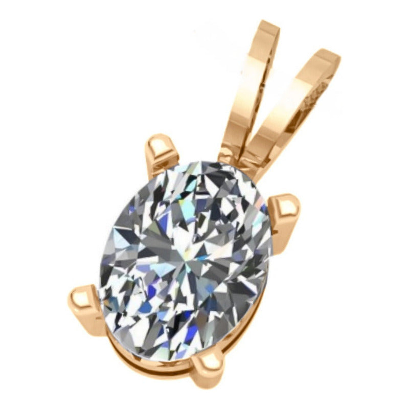 Pingente Oval Prata 925 Dourada 18k - Zircônia