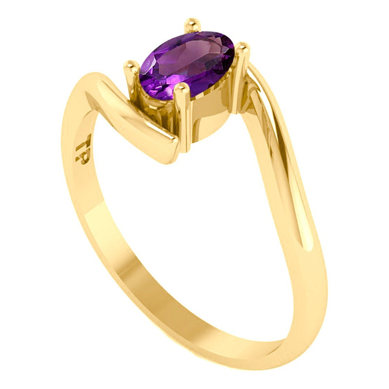 Anel Miami Prata 925 Dourada Ouro 18k - Ametista