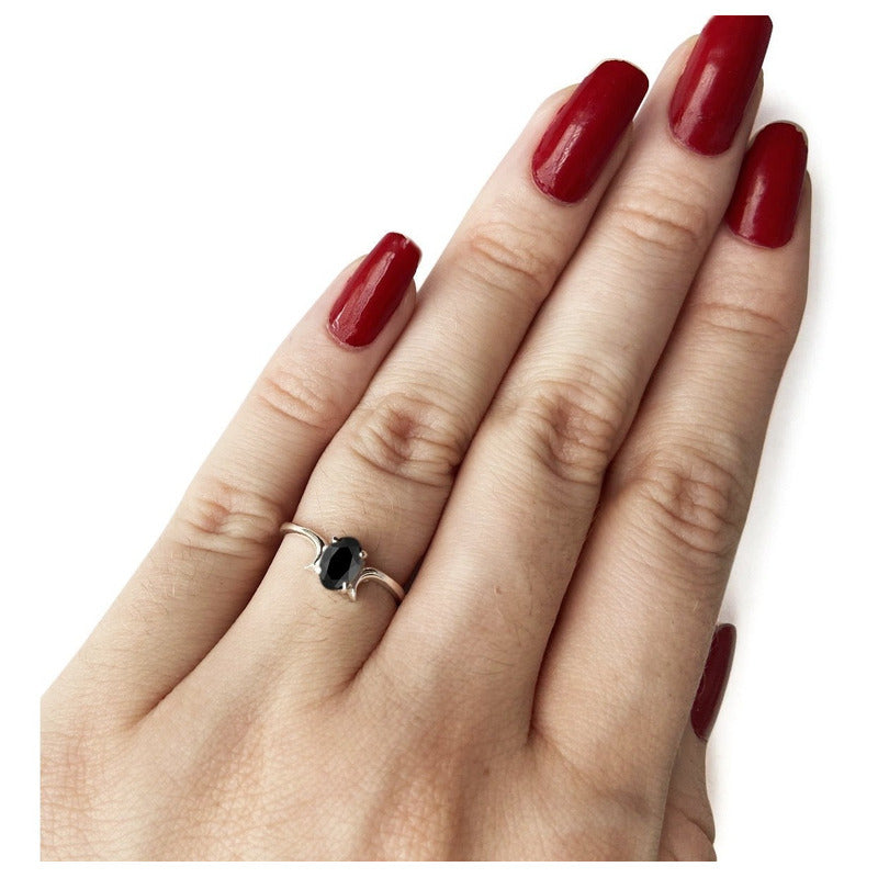 Anel Roma Black Onix Natural De Pura Prata 925 - Exclusivo