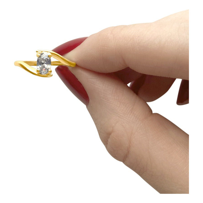 Anel Miami Prata 925 Dourada Ouro 18k - Zircônia