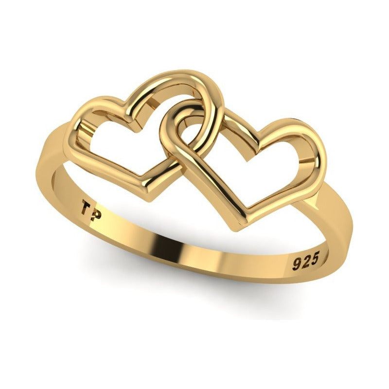 Anel Eterno Amor Em Pura Prata 925 Dourada 18k - Exclusivo