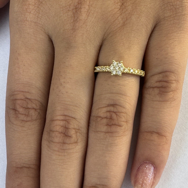 Anel Chuveirinho Zircônias Prata 925 Dourada 18k- Exclusivo