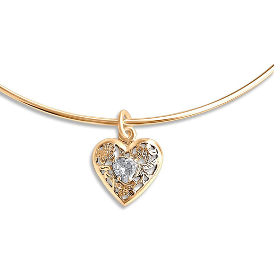 Colar Choker Zircônia Coração Prata 925 Dourada Ouro 18k