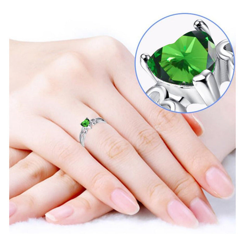 Pure 925 Silver Ring Eternal Emerald Heart - Exclusive
