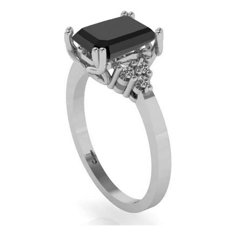Anel Vintage Clássico Onix Pura Prata 925 - Feminino