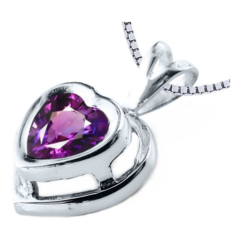 Kit de anillo y collar de corazón de amatista en plata 925 - Exclusivo
