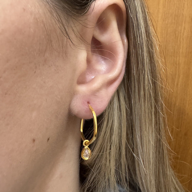 Brinco Argola Hexagonal Prata 925 Dourada 18k Gota