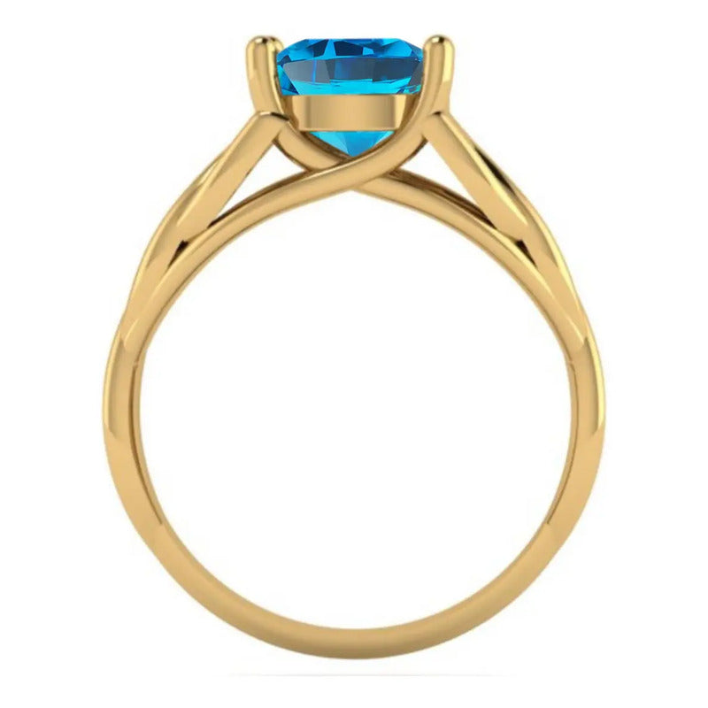 Anel Prata 925 Dourada 18k Celta Knot Trinity - Topázio Azul