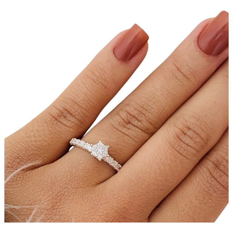 Shower Ring with Zirconias Studded in 925 Silver - Women's