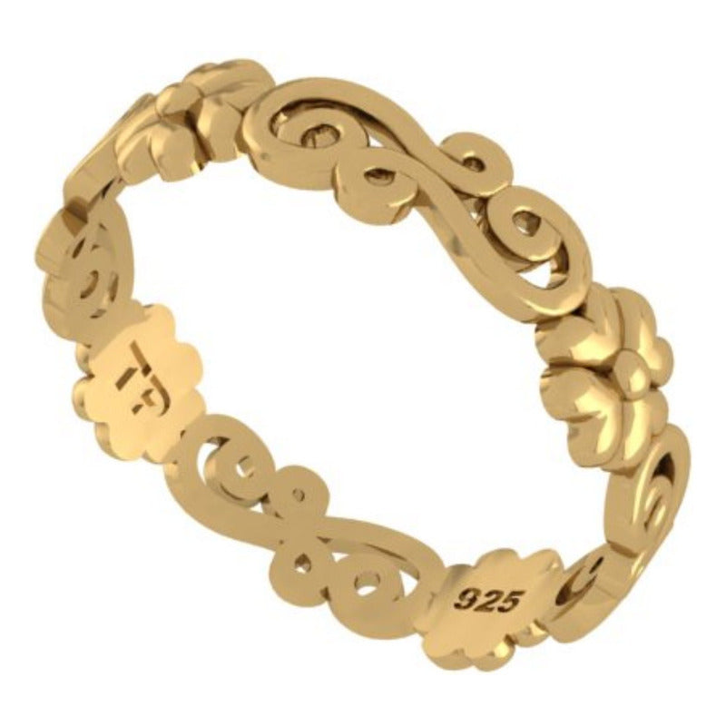 Anel Arabesco Prata 925 Dourada 18k - Exclusivo