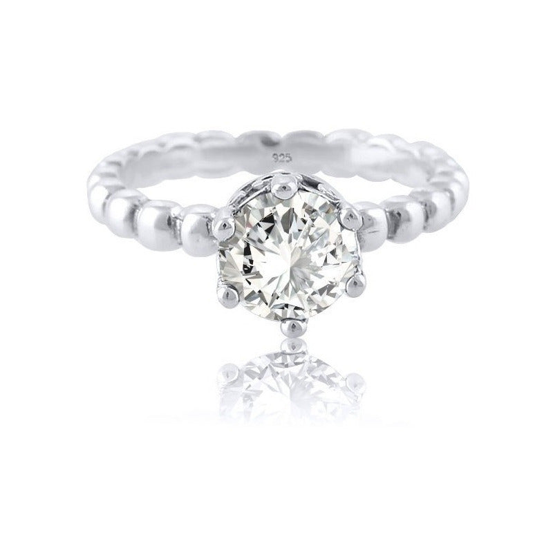 Anel Solitário Vintage De Prata 925 Zirconia - Exclusivo