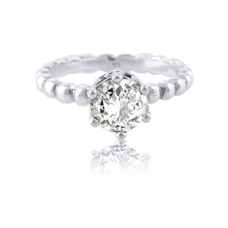 Anel Solitário Vintage De Prata 925 Zirconia - Exclusivo