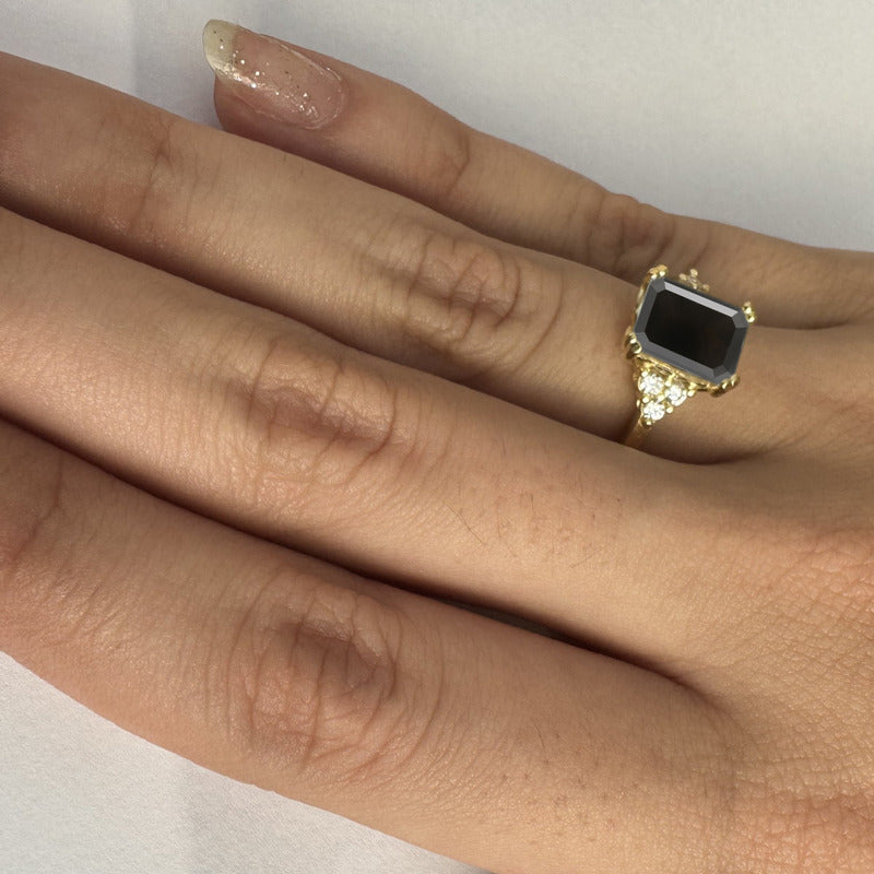 Anel Vintage Clássico Prata 925 Dourada 18k Onix