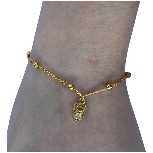 Pulseira Prata 925 Prata Dourada 18k Bolinha 3mm - Menina