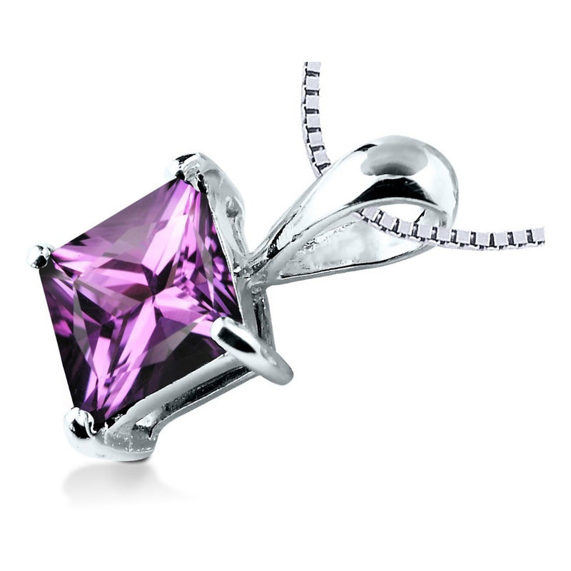 Colar Carré Prata 925 Ametista - Corrente Veneziana