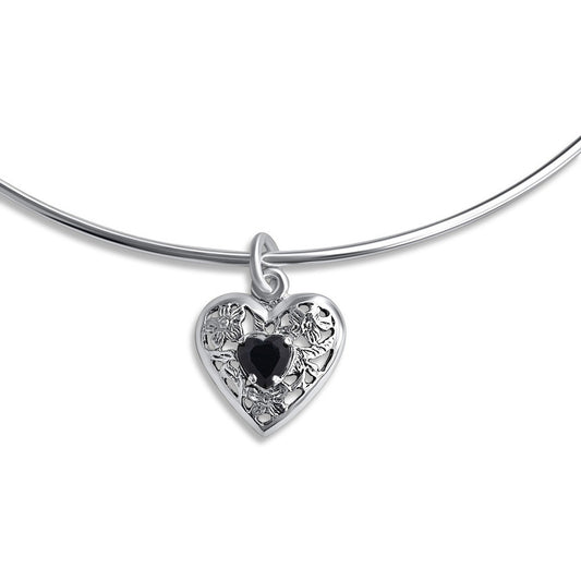 Colar Choker Filigrana Coração Prata 925 Black Onix