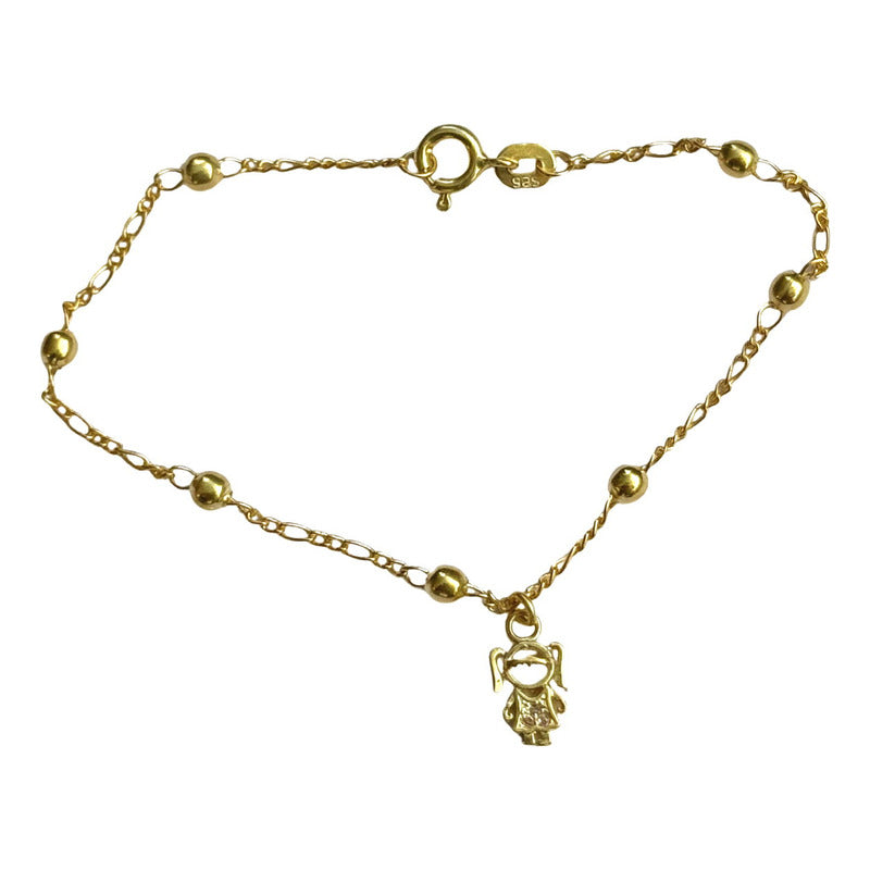 Pulseira Prata 925 Prata Dourada 18k Bolinha 3mm - Menina