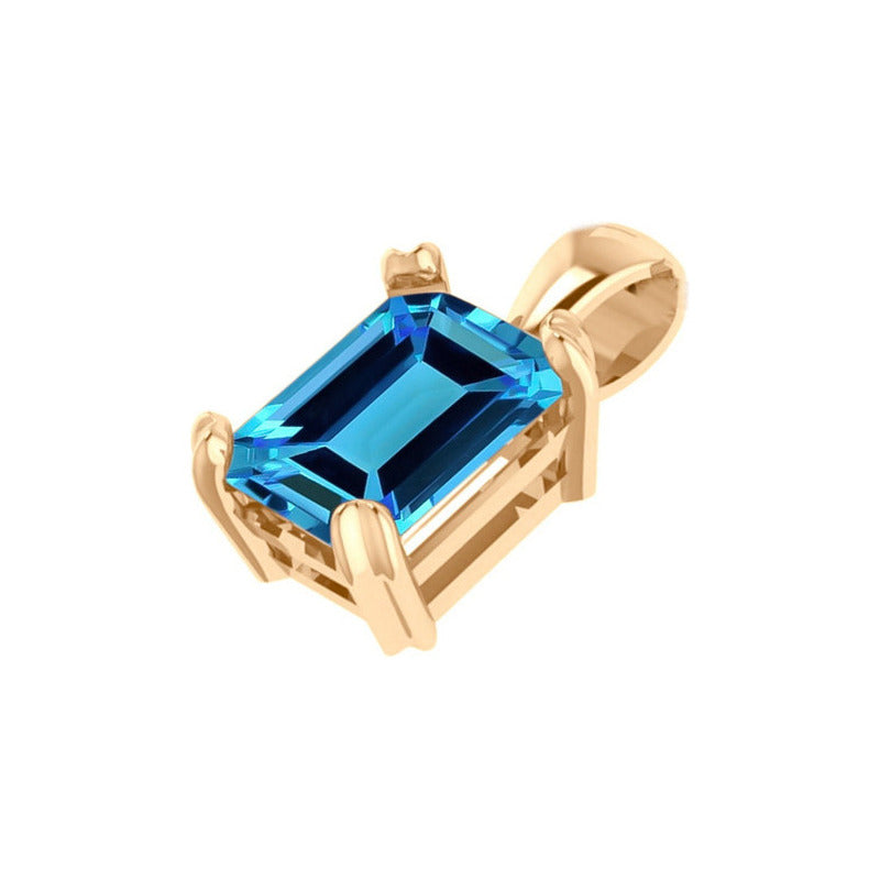 Pingente Retangular Prata 925 Dourada 18k - Topázio