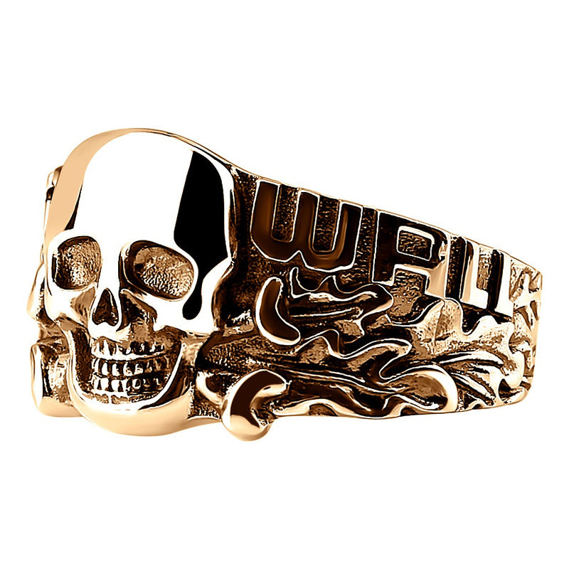 Anel Caveira Pura Prata 925 Dourada Ouro 18k