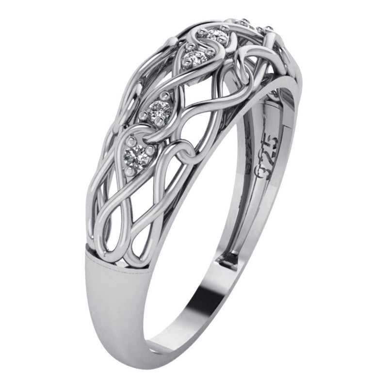 Anel Zircônias Infinito Pura Prata 925 - Feminino