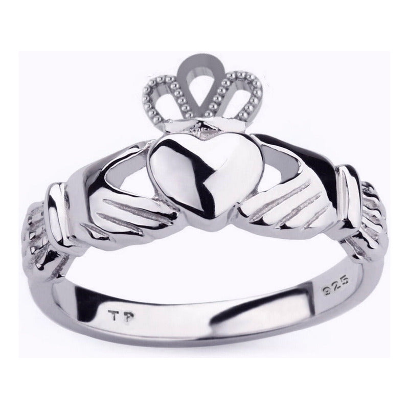 Anel Claddagh Clássico De Pura Prata 925 Unisex - Exclusivo - Compre Joias Direto Da Fábrica E Economize Dinheiro