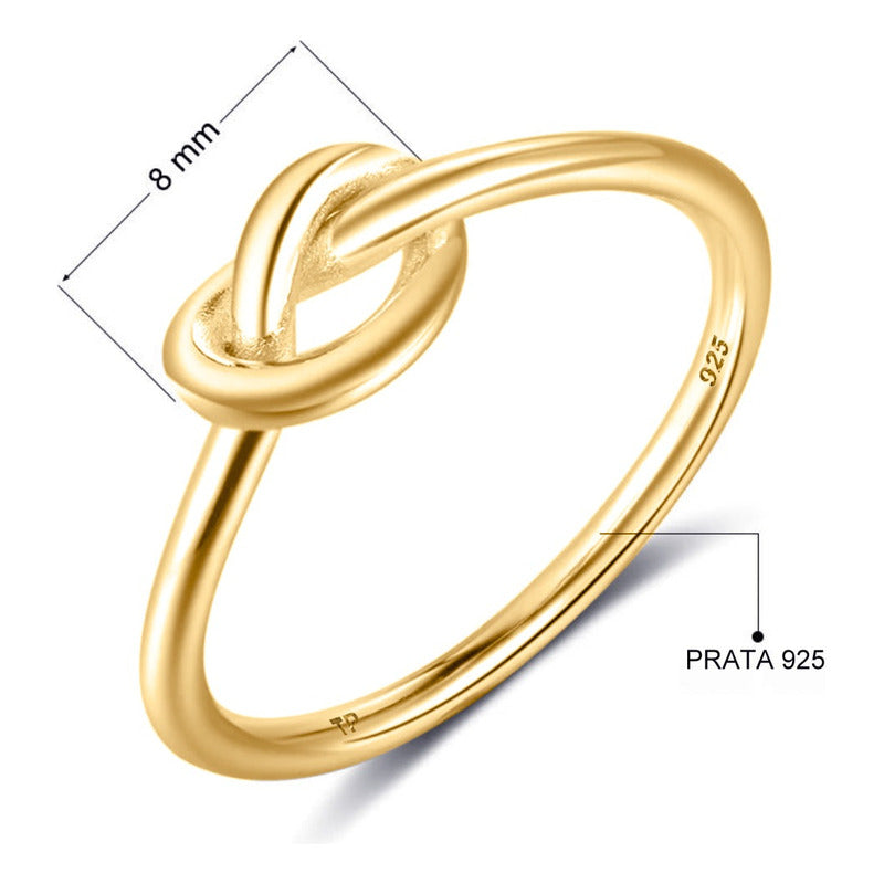 Anel Nozinho Prata 925 Dourada 18k - Fio Redondo
