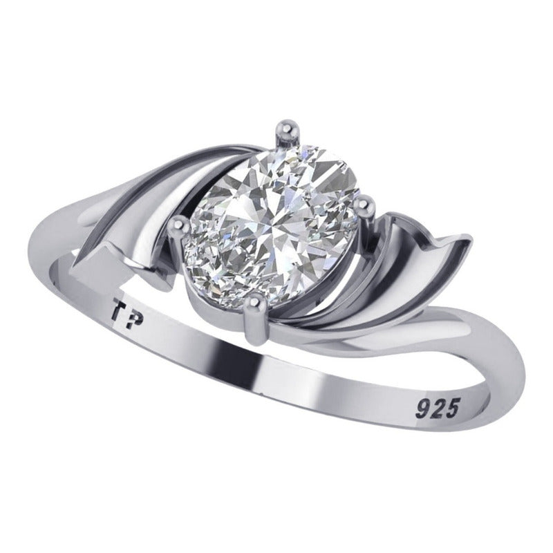 Anel Wings Zirconia Oval Pura Prata 925 - Exclusivo
