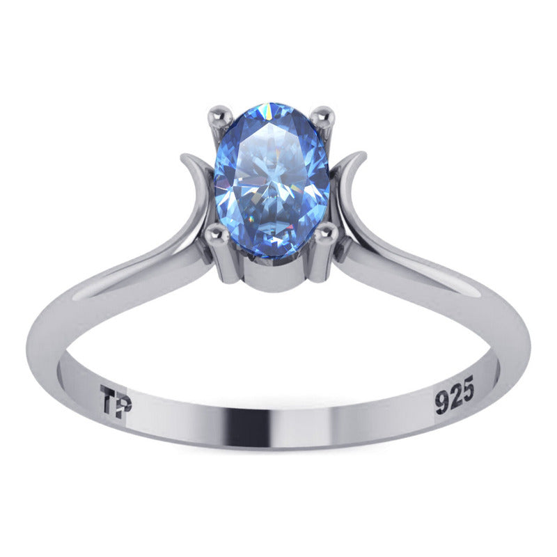Anel Roma Topázio Azul Pura Prata 925 - Exclusivo