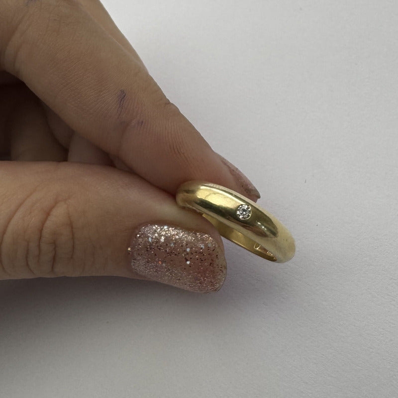 Anel Zircônia Bombe Prata 925 Dourada 18k - Feminina
