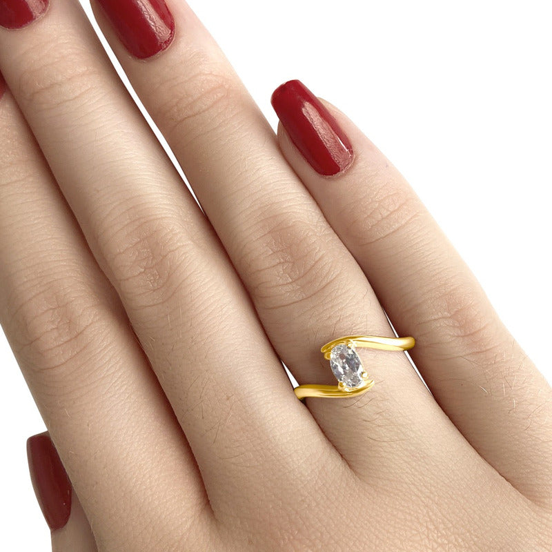 Anel Miami Prata 925 Dourada Ouro 18k - Zircônia