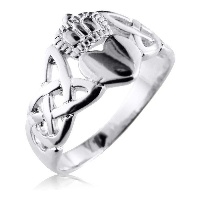 Anel Celta Claddagh Pura Prata 925 Unisex - Exclusivo - Compre Joias Direto Da Fábrica E Economize Dinheiro