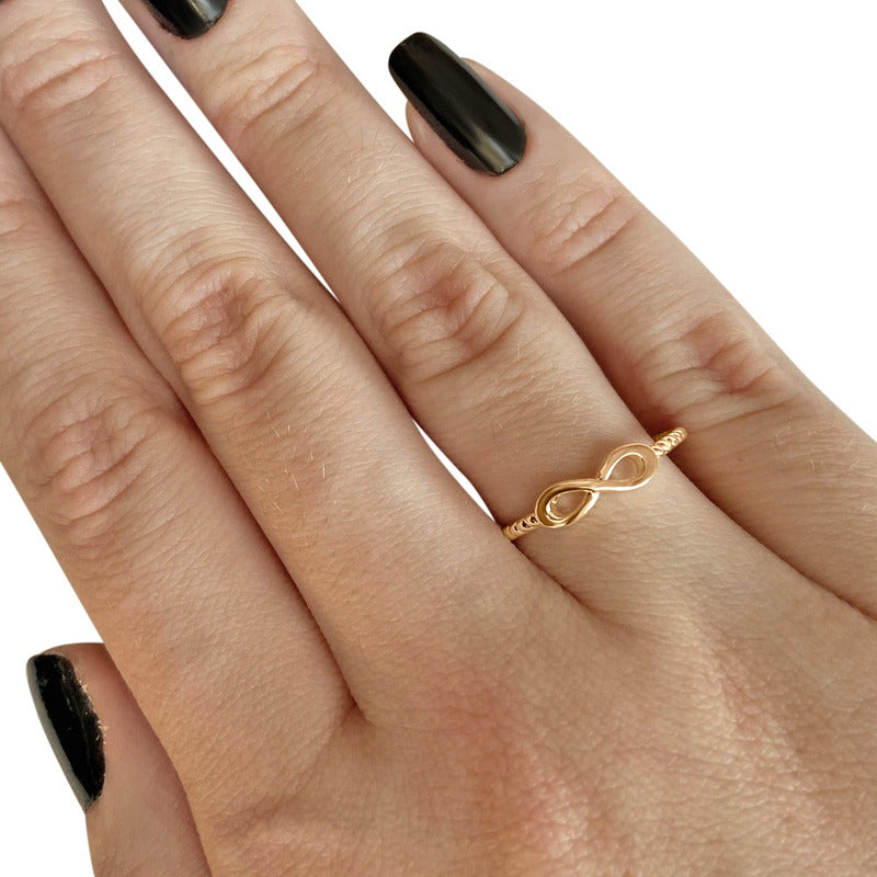 Anel Infinito Prata 925 Dourada Ouro 18k - Certificado