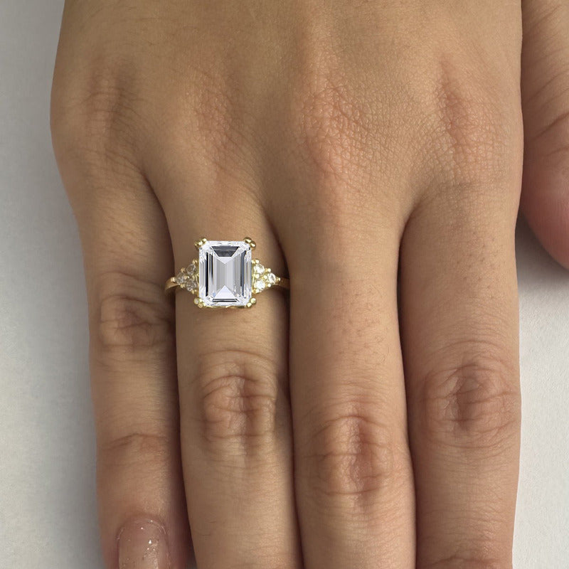 Classic Vintage Ring 925 Silver Gold 18k Gold Zirconia