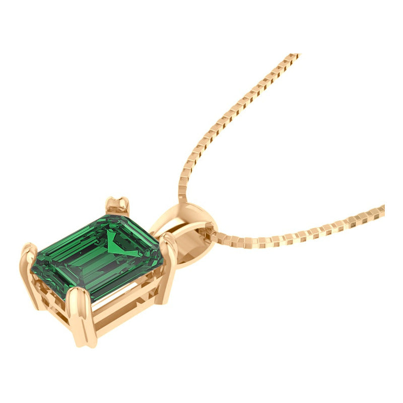 Colar Pingente Retangular Prata 925 Dourada 18k - Esmeralda