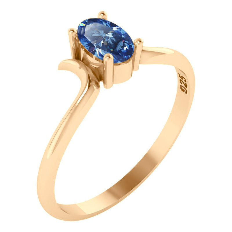 Anel Roma Solitário Prata 925 Dourada Ouro 18k - Topázio