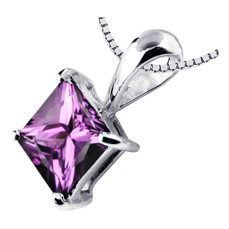 Colar Carré Prata 925 Ametista - Corrente Veneziana