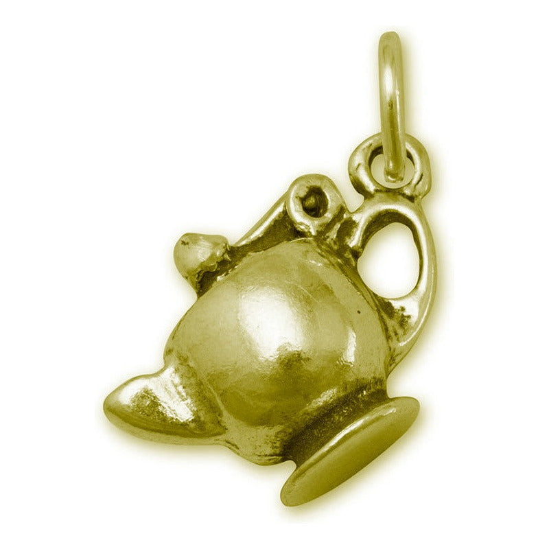 Pingente Prata 925 Dourada 18k - Chaleira Abre E Fecha