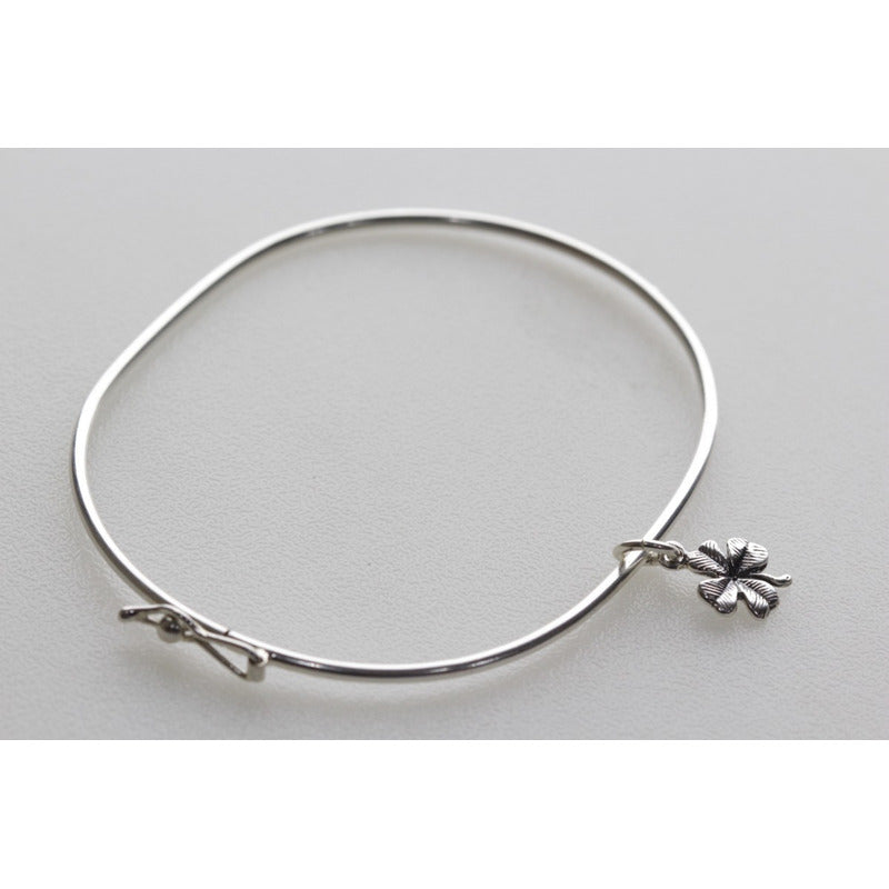 Pulseira Bracelete Rígido Prata 925 - Trevo Da Sorte