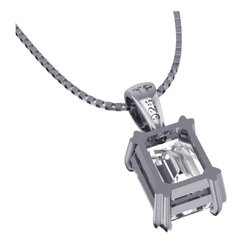 Colar Prata 925 Retangular Zirconia - Exclusivo