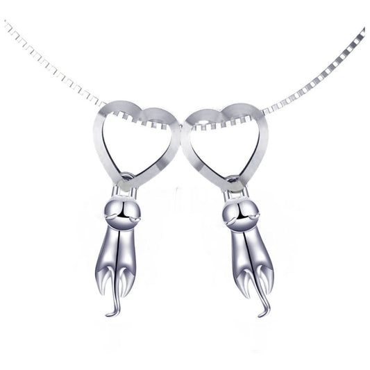 Colar Pura Prata 925 Canga 2 Gatinhos - Exclusivo