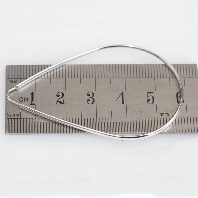 Brinco Argola Grande De Prata 925 Gota - 60mm Feminina