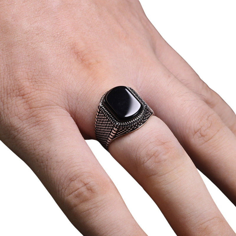 Anel Masculino De Prata 925 Black Onix - Exclusivo