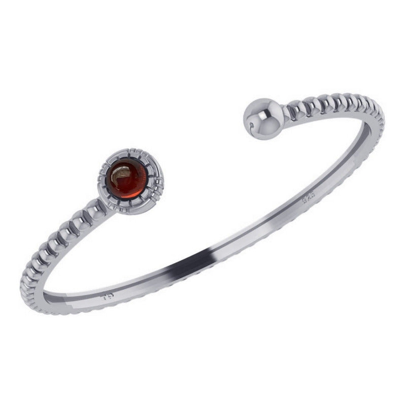 Pulseira Bracelete Granada Rígido Prata 925 - Unissex