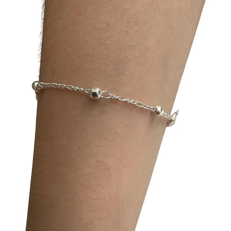 Pulseira Prata 925 Bolinha 3mm - Feminina 18 Cm