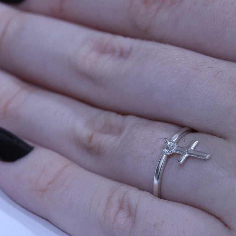 Anel Prata 925 Pingente Crucifixo Cruz - Tamanhos Exclusivos