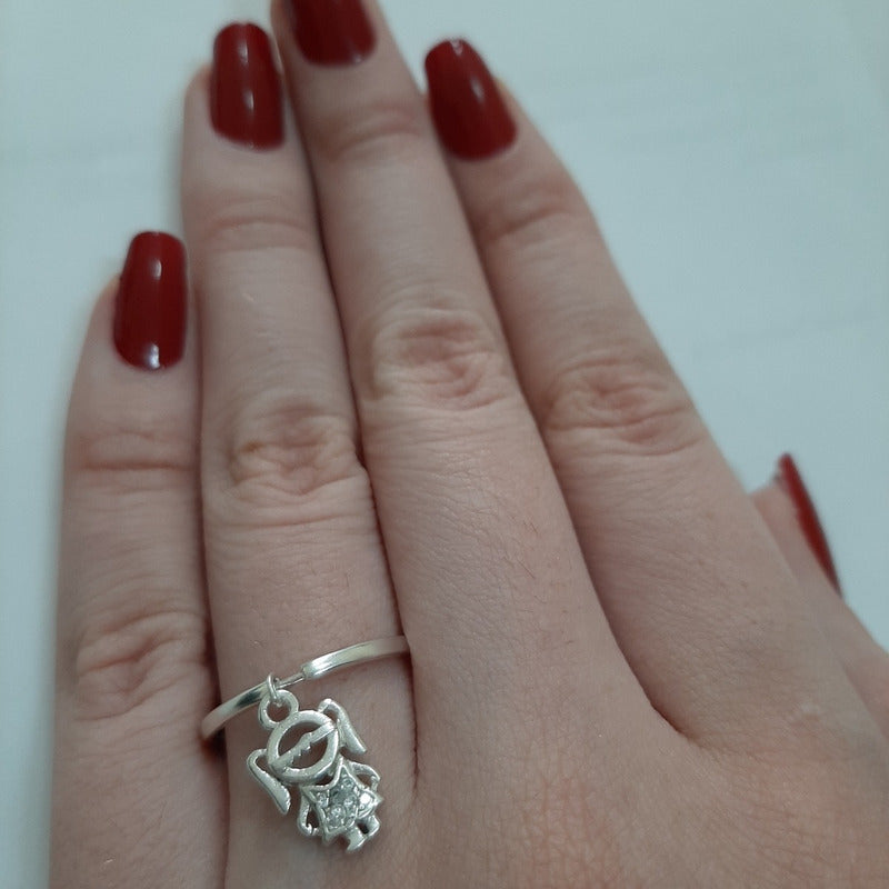 Anel Prata 925 Pingente Menina Zirconias Tamanhos Exclusivos